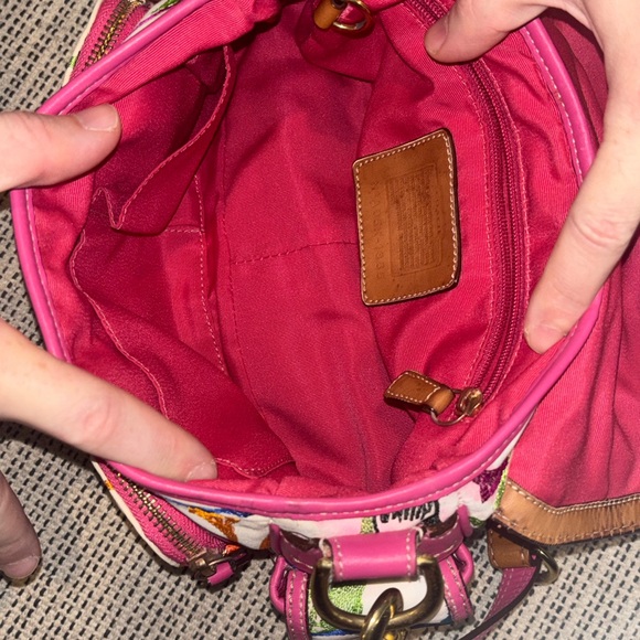 Coach Y2K Scribble Stitch Pocket satchel and brass hardware AS IS staining - Picture 9 of 15